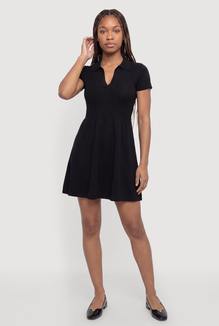black short dress for women Velvi - Evelyn Mini - Ruched Bustier Dress - Mini length Body con fit Scoop neckline Thick straps unlined Lightweight ribbing material Stretch material Bubble Hem Mini Dress-Black// PETITE