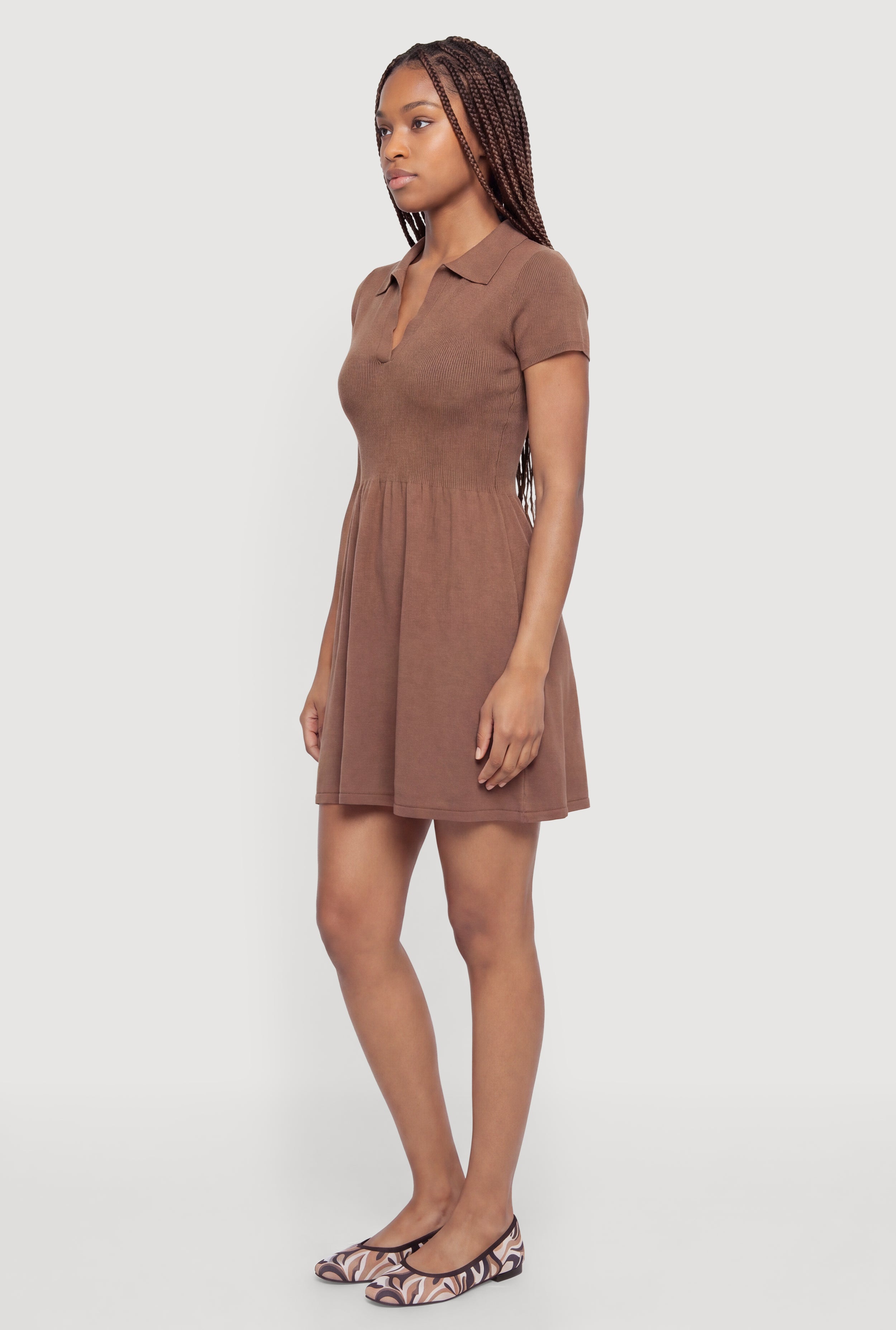 Short Sleeve Notch Neck Mini Dress
