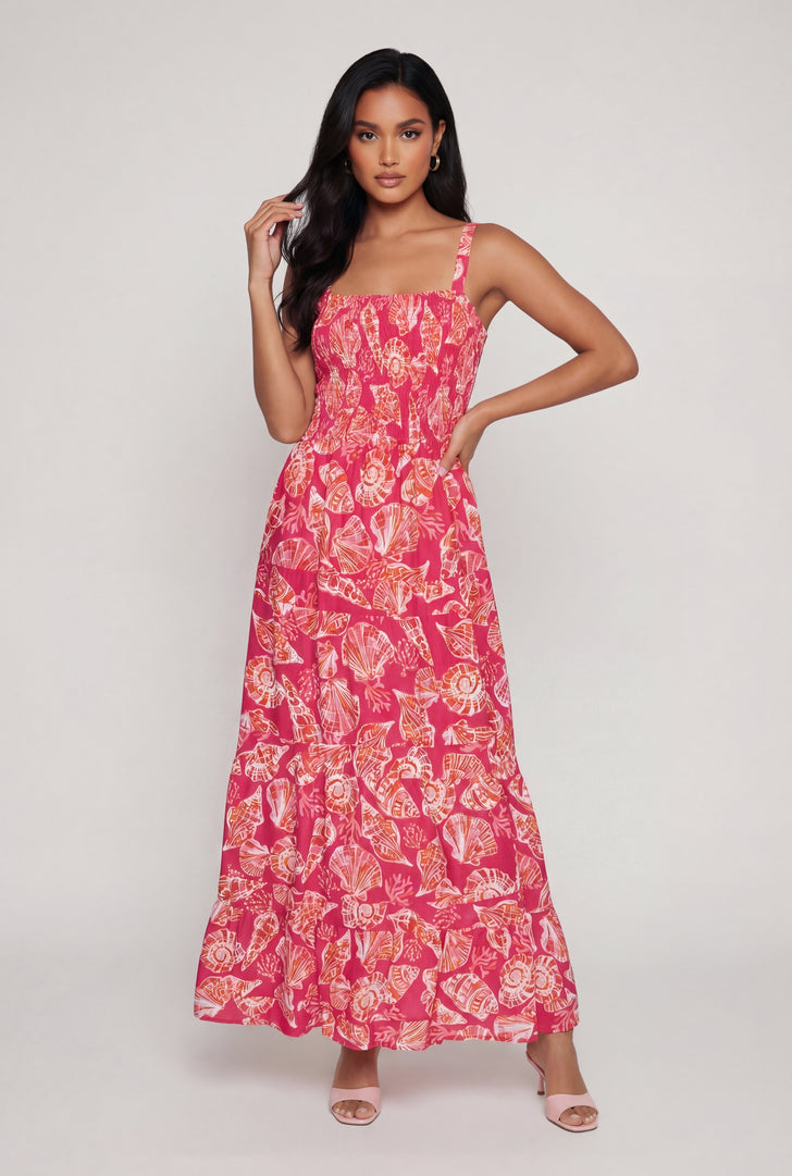 chinese dress ladies Indianna Square Neckline Maxi Dress Printed Sand/White– Selfie Leslie main image 1