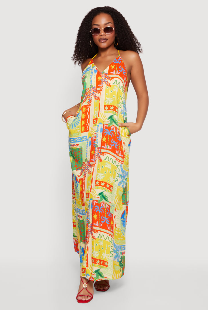 knee length dresses for ladies Tropical Floral Off-Shoulder Smocked Bodice Summer Maxi Dress Floral / S main image 0