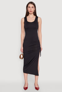 Side Slit Ruched Maxi Tank Dress
