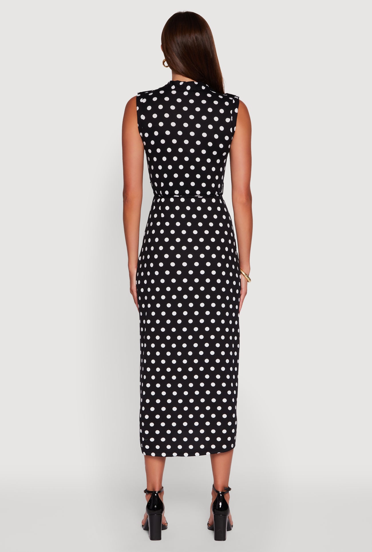 Patterned Button Front Sleeveless Maxi Shirt Dress