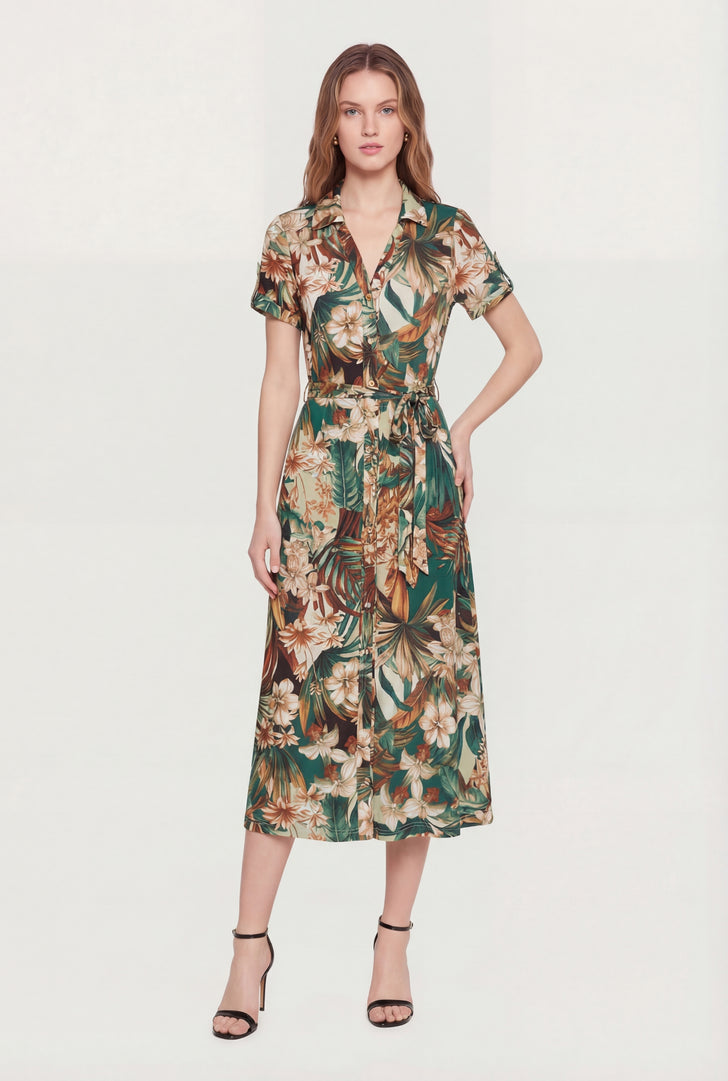 Collared Shirt Dress In Green Collared Shirt Dress In Green