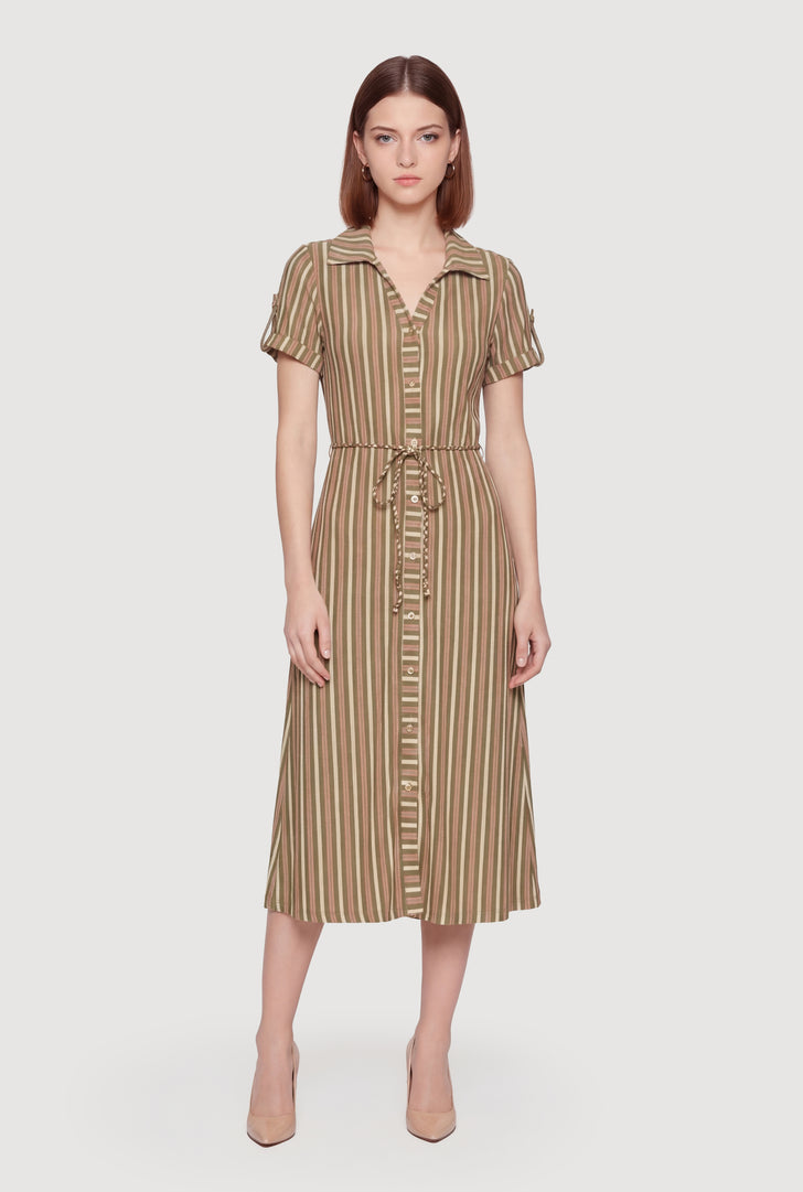 Collared Shirt Dress In Green Collared Shirt Dress In Green