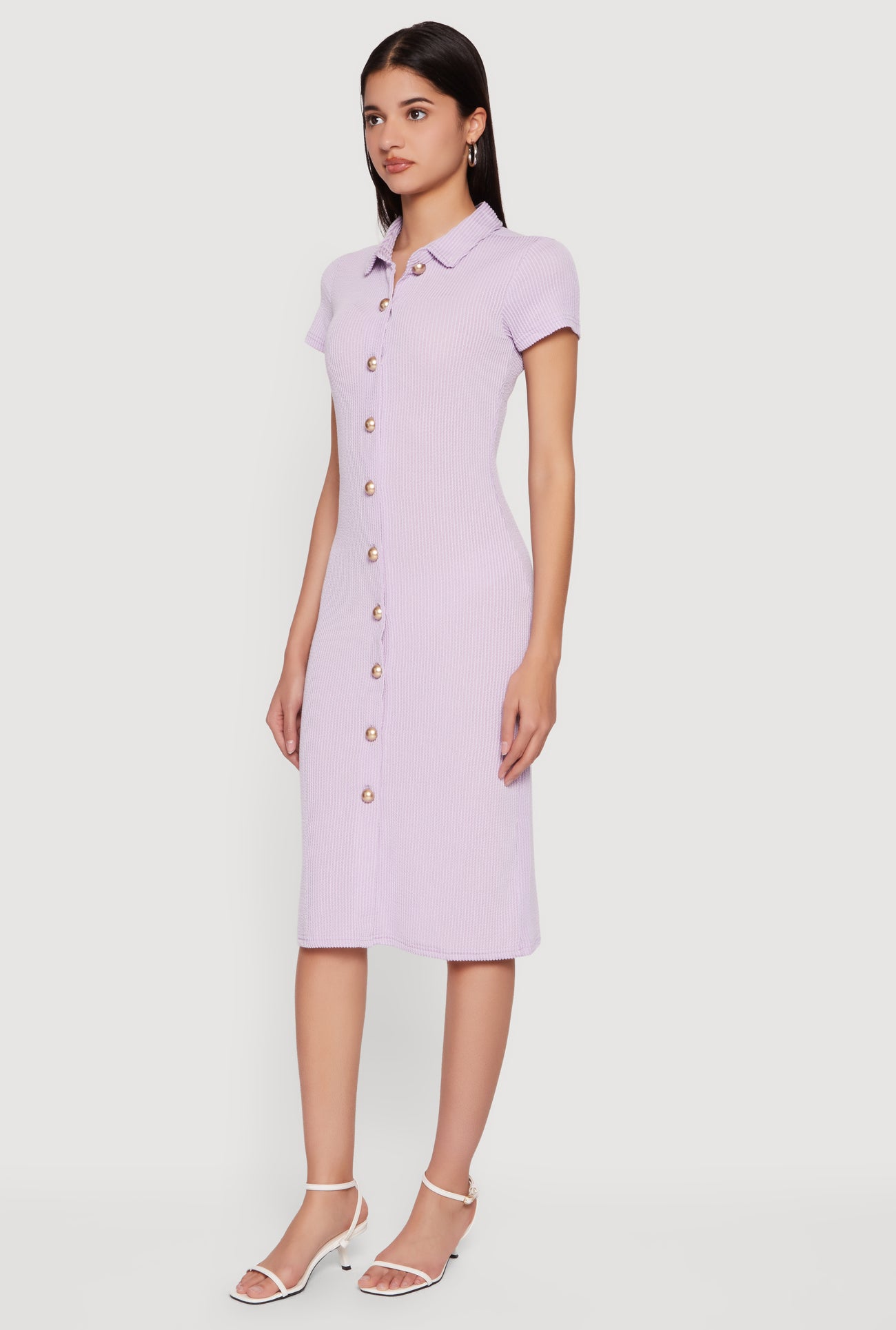 rib knit button down midi dress Plus Size Women Long Sleeve Button Down Knee-Length Ribbed Knit Sweater Midi Dress