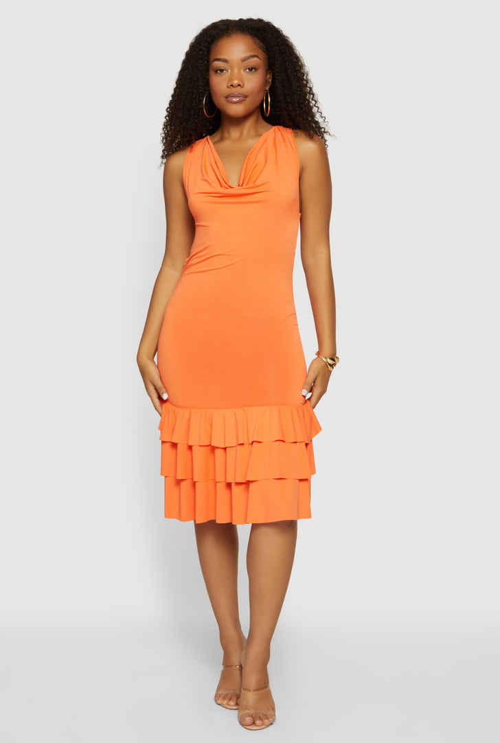 orange bodycon dress Sassy Shortcake Crush Rush friendly mini length for parties Available Colors Orange Drape Shoulder Dress