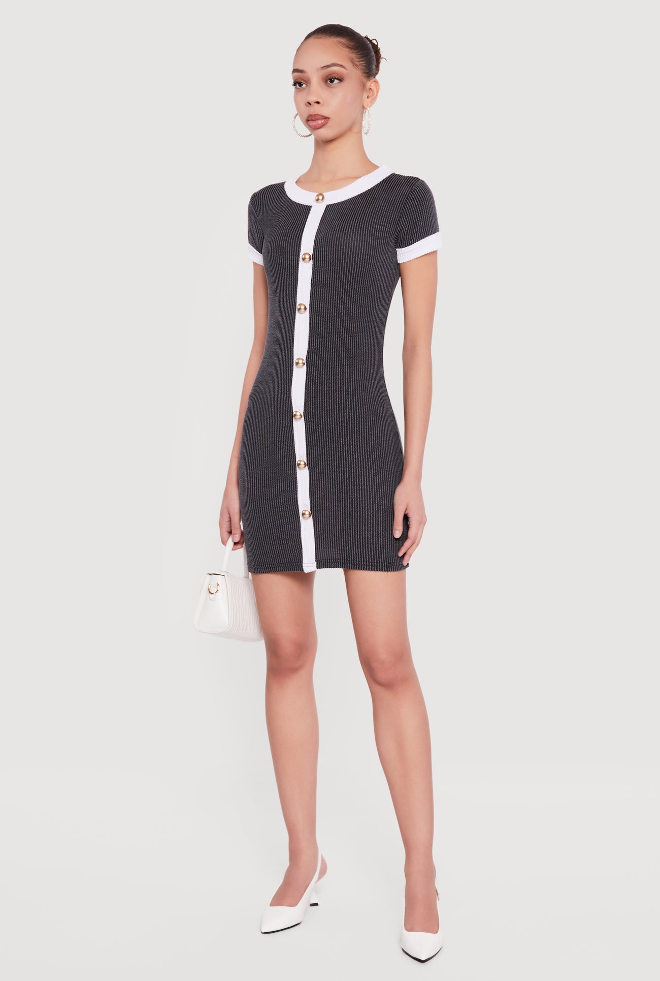 knit dress with contrasting topstitching Zara CONTRASTING TOPSTITCHING knitted dress