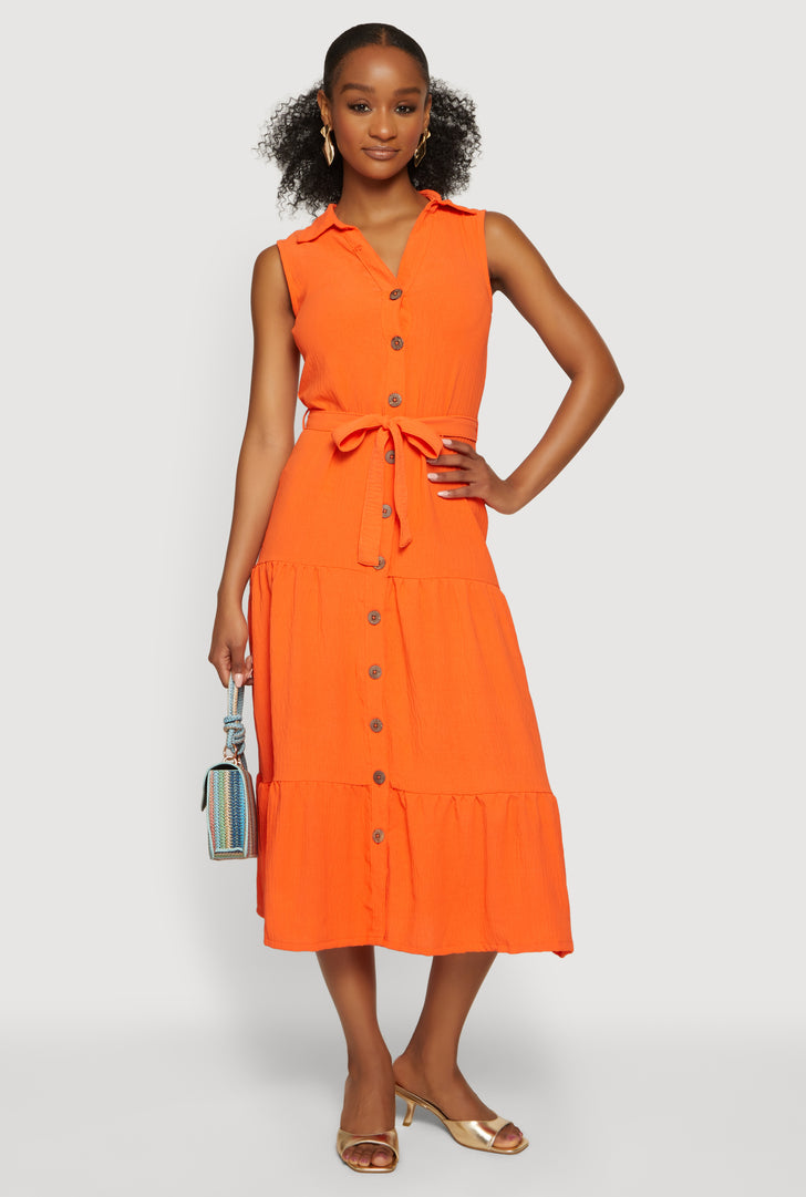 sleeveless shirt dress Ellis Sleeveless Tie-Front Maxi Dress Blue Dobby Stripe – McCulley's main image 0
