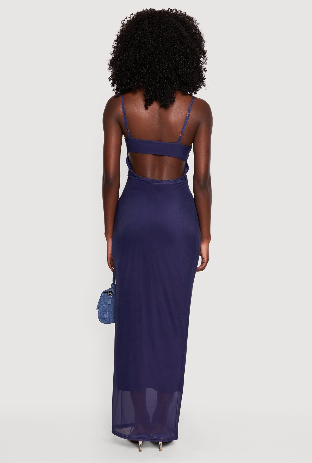 Floral Mesh Overlay Maxi Dress with Keyhole Back