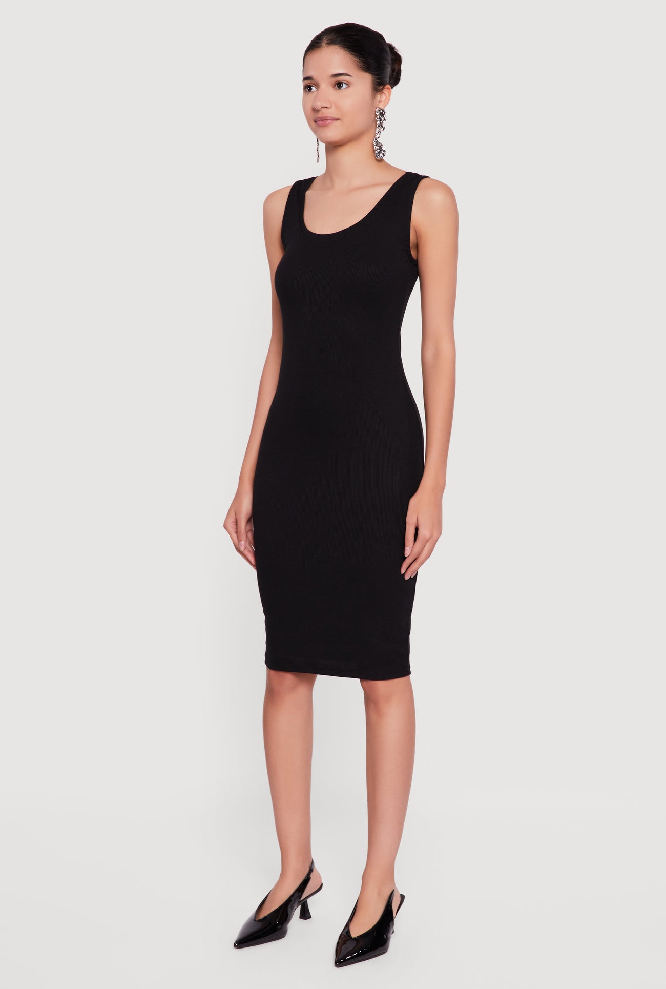Sleeveless Ribbed Knit Midi Dress