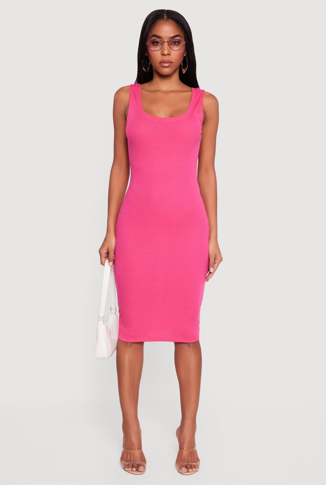 Sleeveless Ribbed Knit Midi Dress
