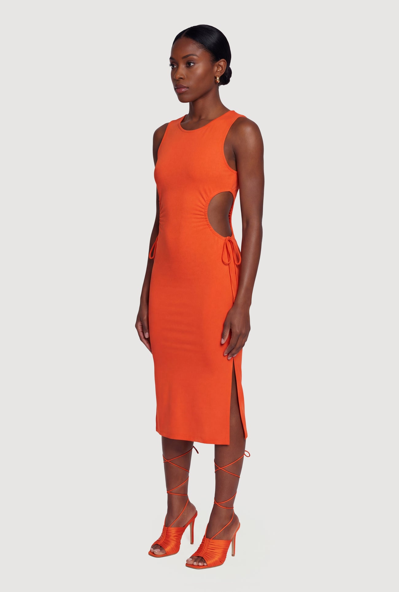 midi dress with slits on both sides Bow Bust Midi Dress With Slit