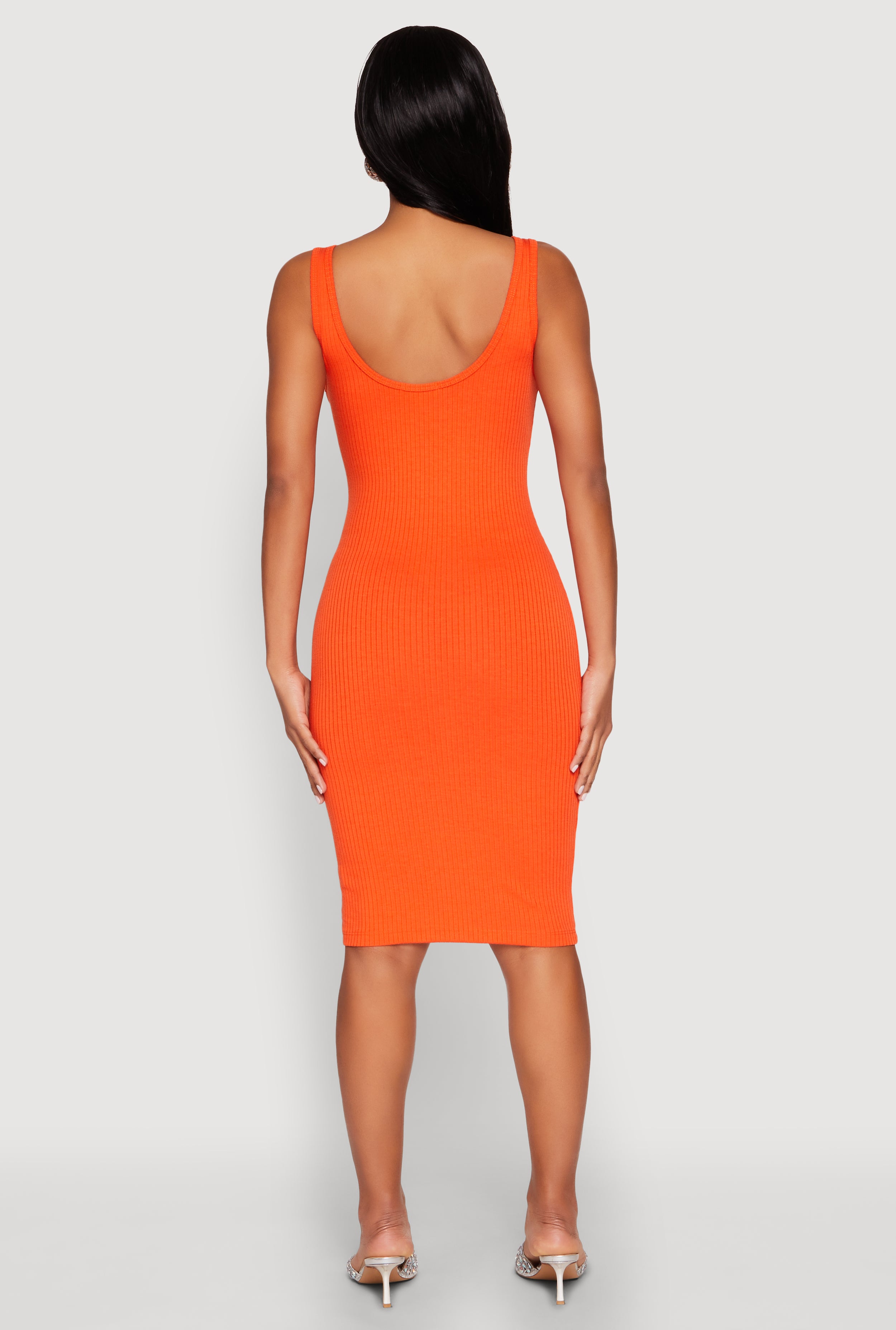 Ribbed Knit Notch Neck Dress