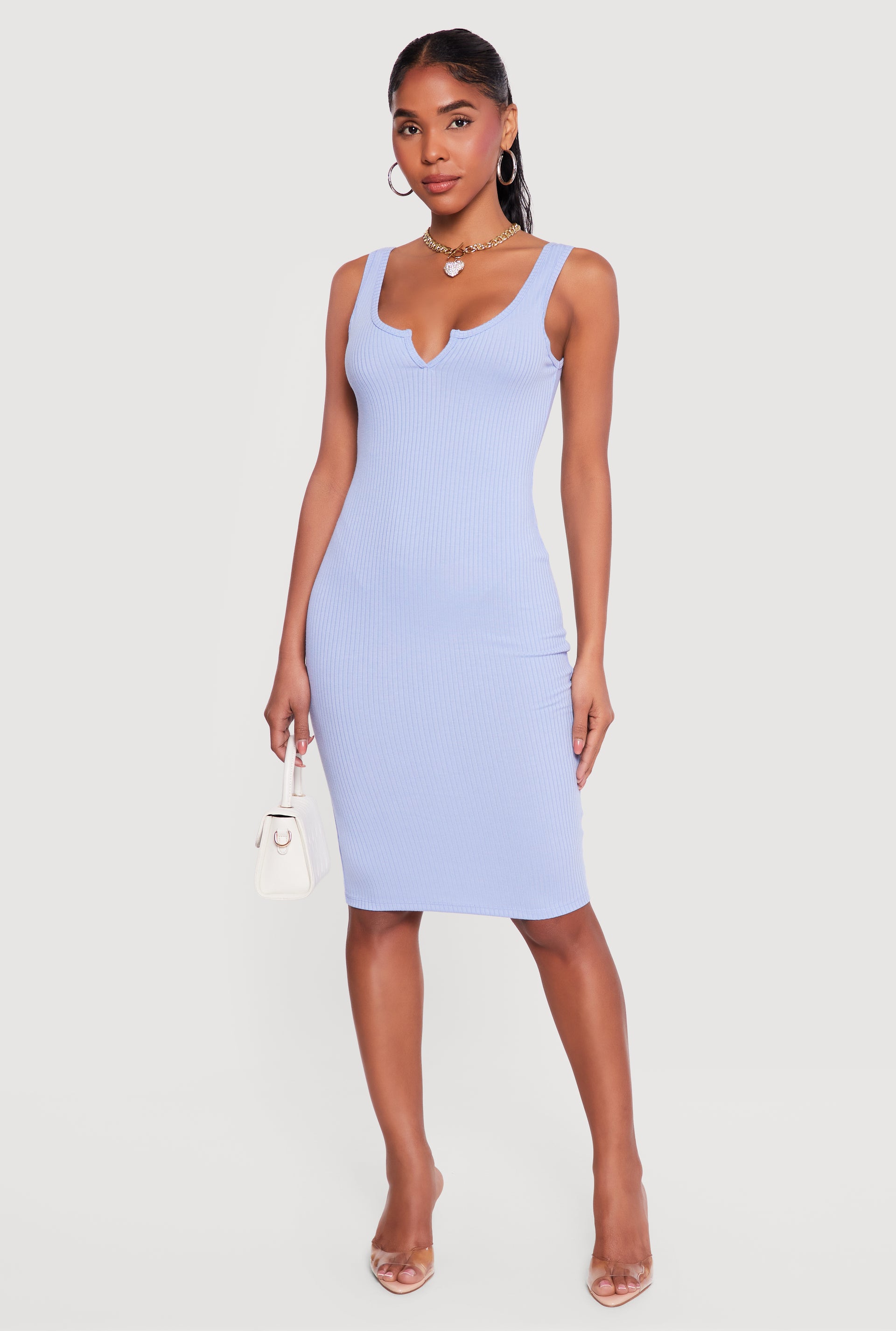 notch neck midi dress Button Through Notch Neck Dress