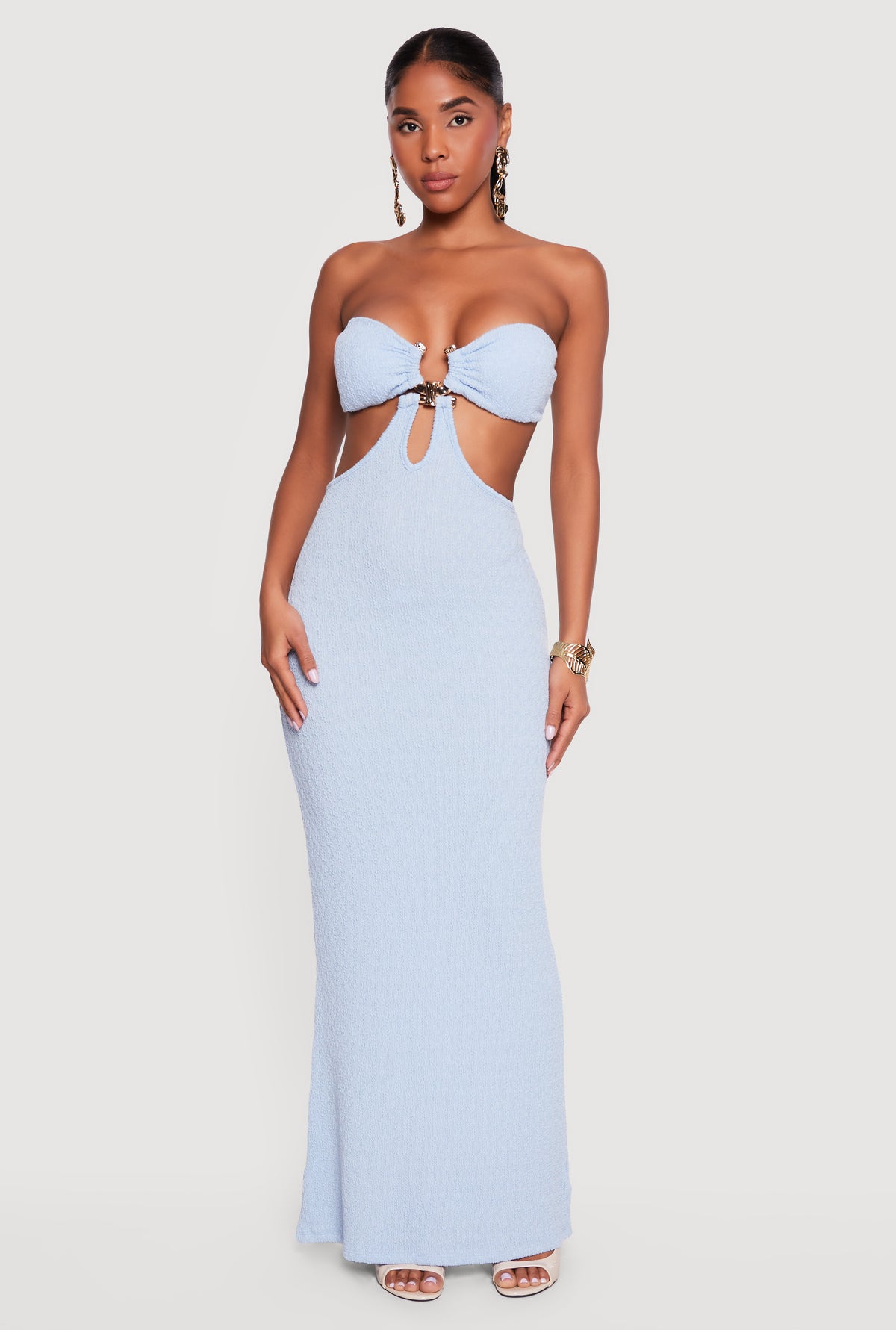 metallic tube dress Pendant Textured Knit Maxi Sold By:Individual Dressing SGFCWSX Girls Sleeveless Dress Metallic Tube Strapless Front S.Parcel