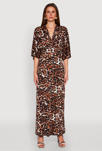 Jaguar Print Empire Waist Maxi Dress