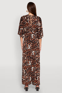 Jaguar Print Empire Waist Maxi Dress