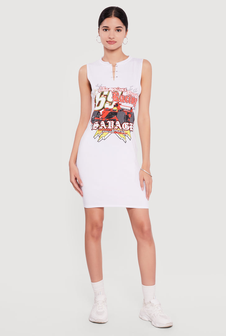 shirt dress graphic Skinnydip Women's Oversized Graphic T-Shirt Dress - White/Cherry Coke M