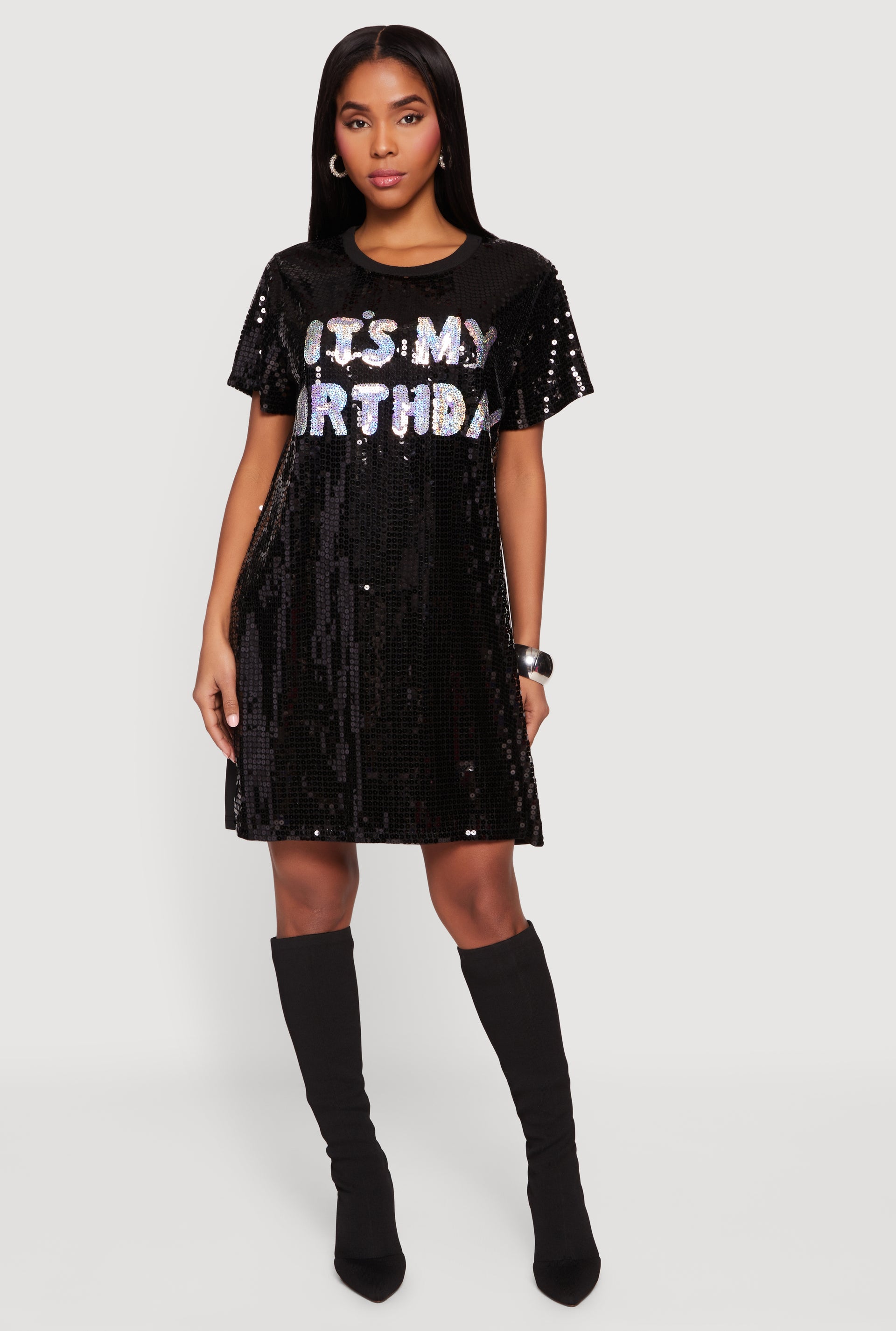 blue dress for baby girl Sequin Its My Birthday Short Sleeve Dress
