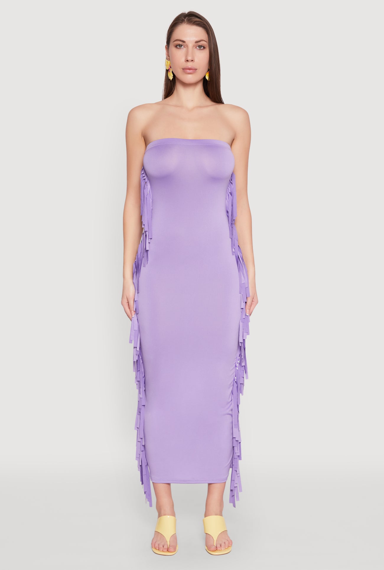 Side Fringe Maxi Tube Dress