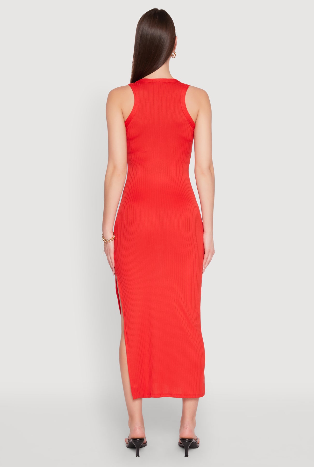 Ribbed Knit Side Slit Maxi Tank Dress Ribbed Knit Side Slit Maxi Tank Dress