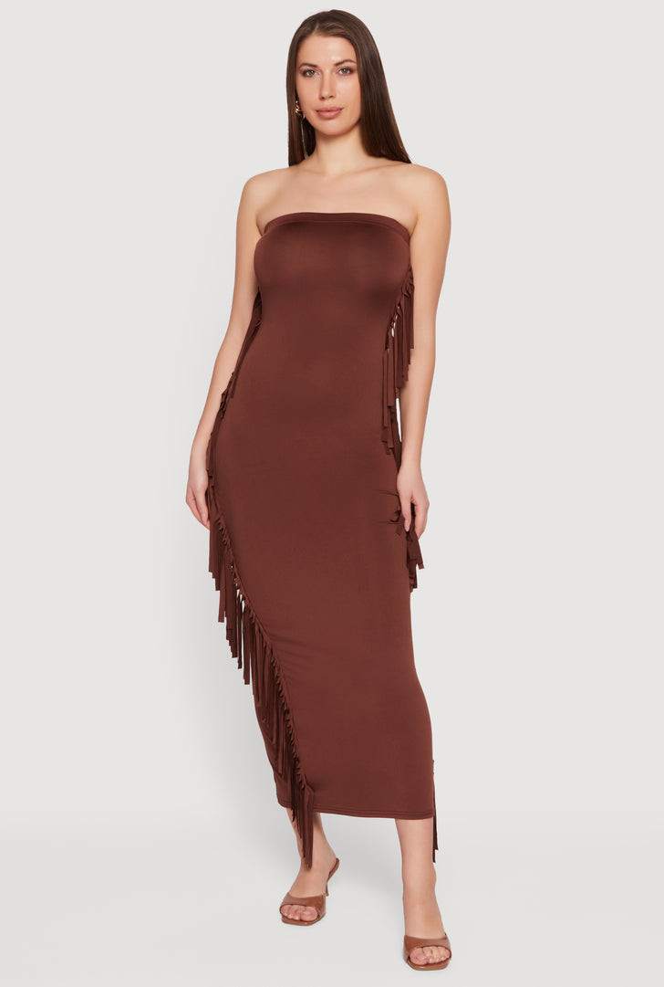 brown fringe maxi dress Joanne Maxi Dress