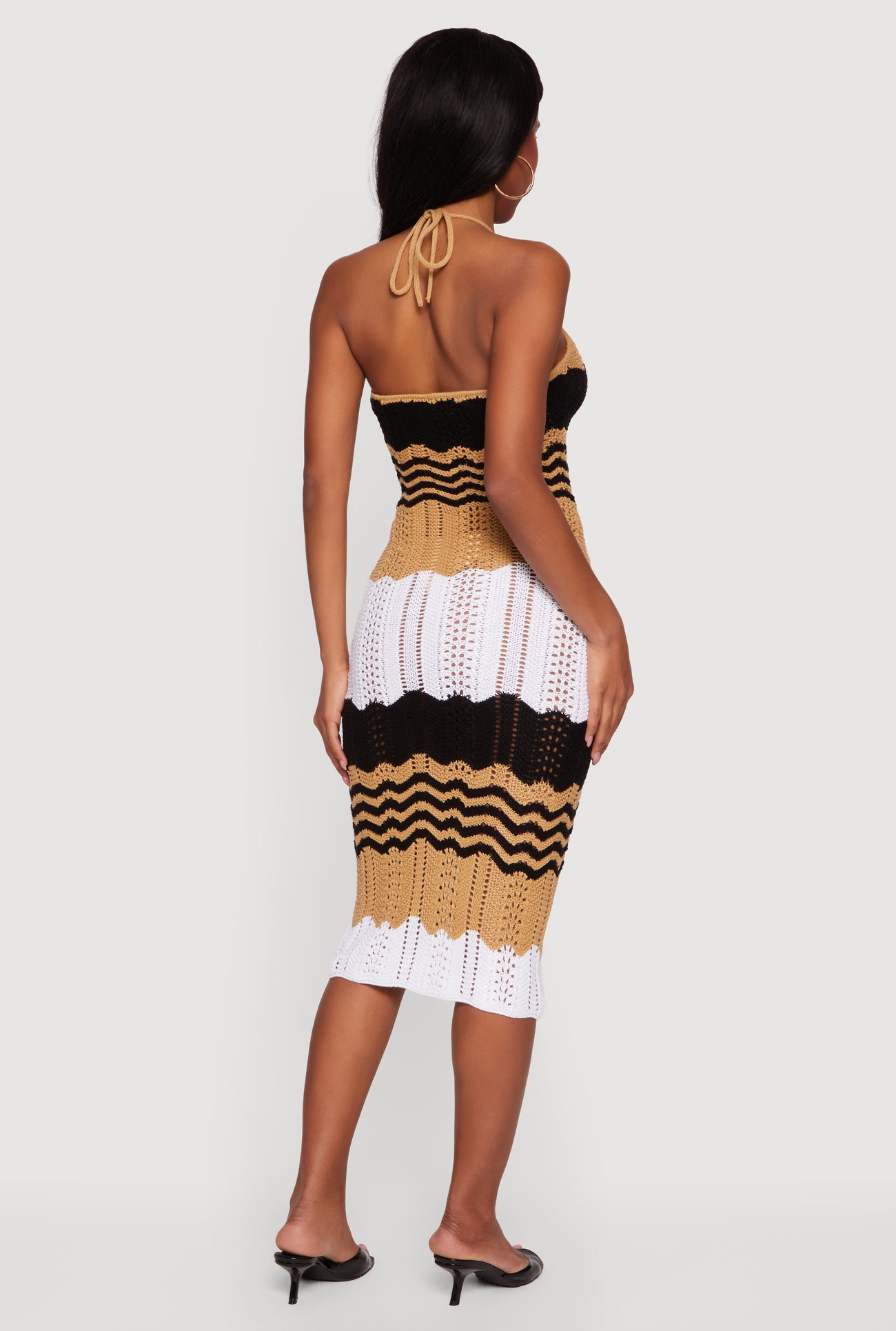 striped halter midi dress Chevron Stripe Crochet Halter Midi Dress