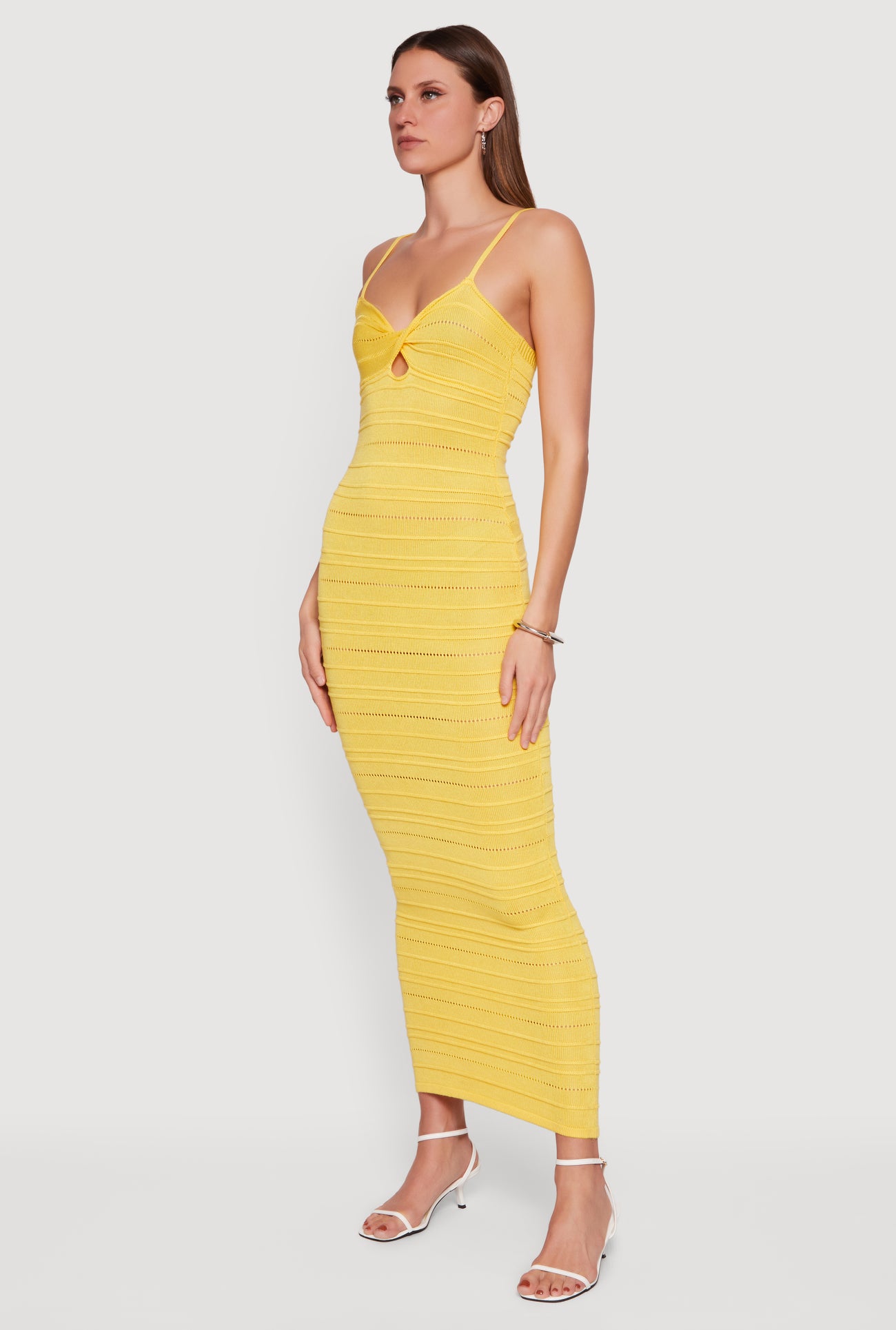 front twist v neck maxi dress in yellow The ICONIC yellow dress  Front Twist V-Neck Maxi Dress in Yellow  #lucyintheskystore #promdress #yellowdress