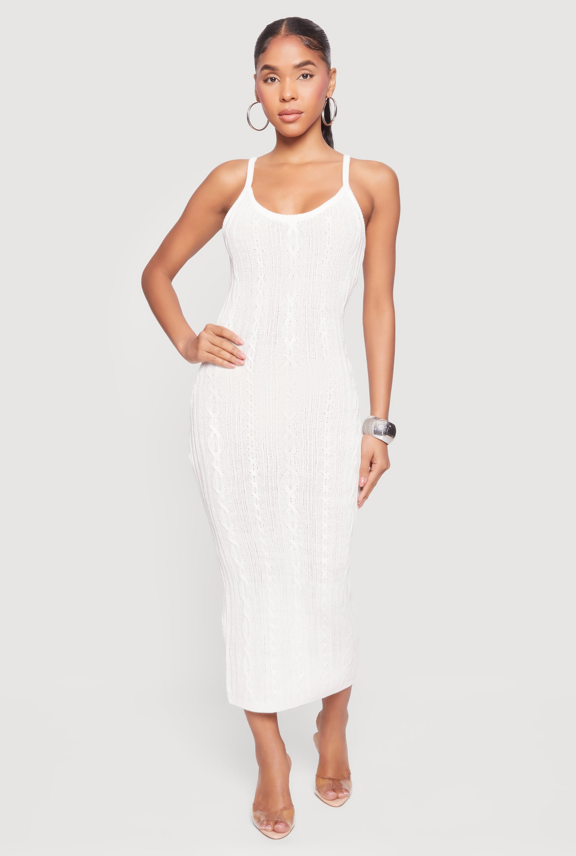 Cable Knit Scoop Neck Cami Maxi Dress