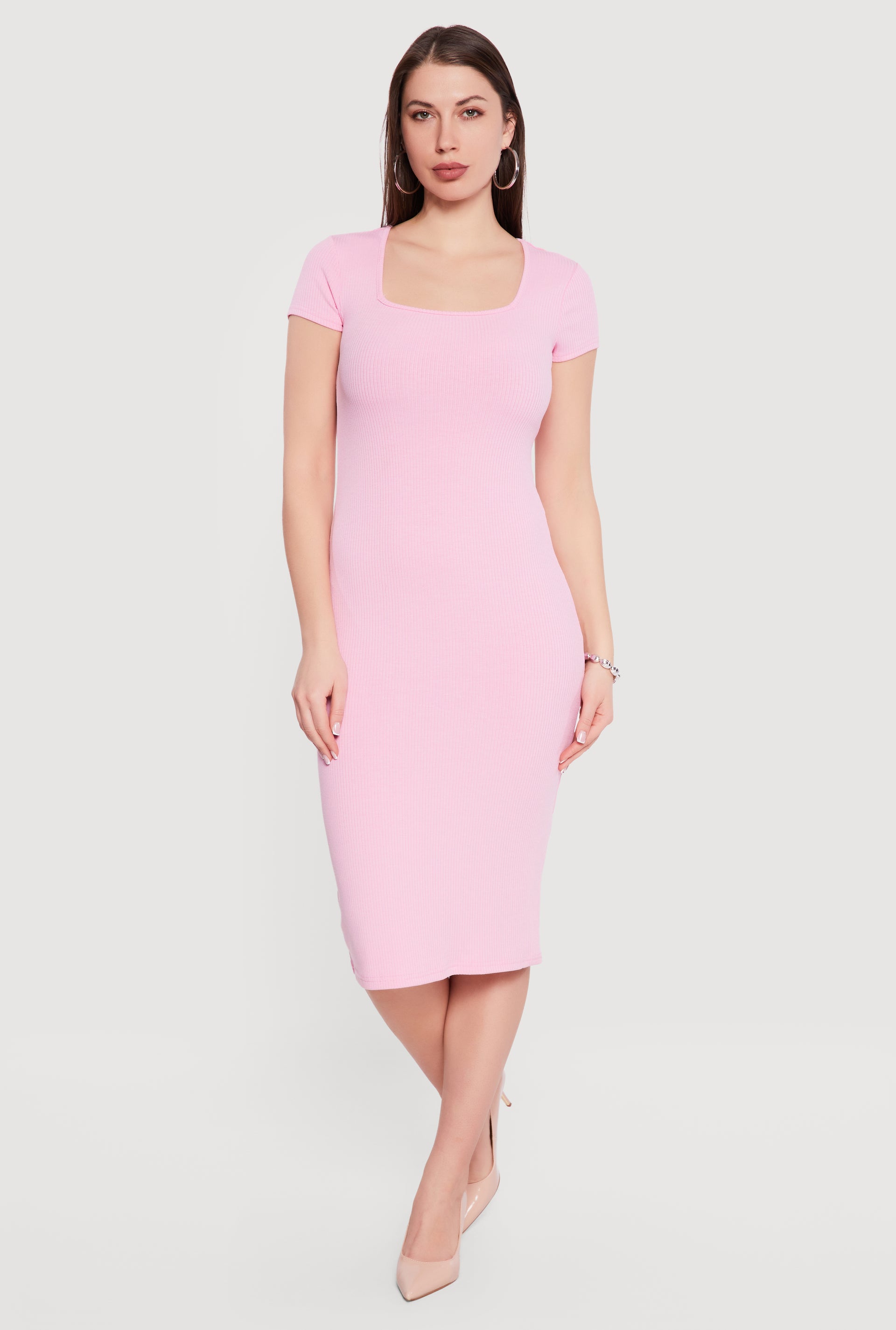 pink rib square neck active dress Rib Square Neck Active Dress by Victoria's Secret