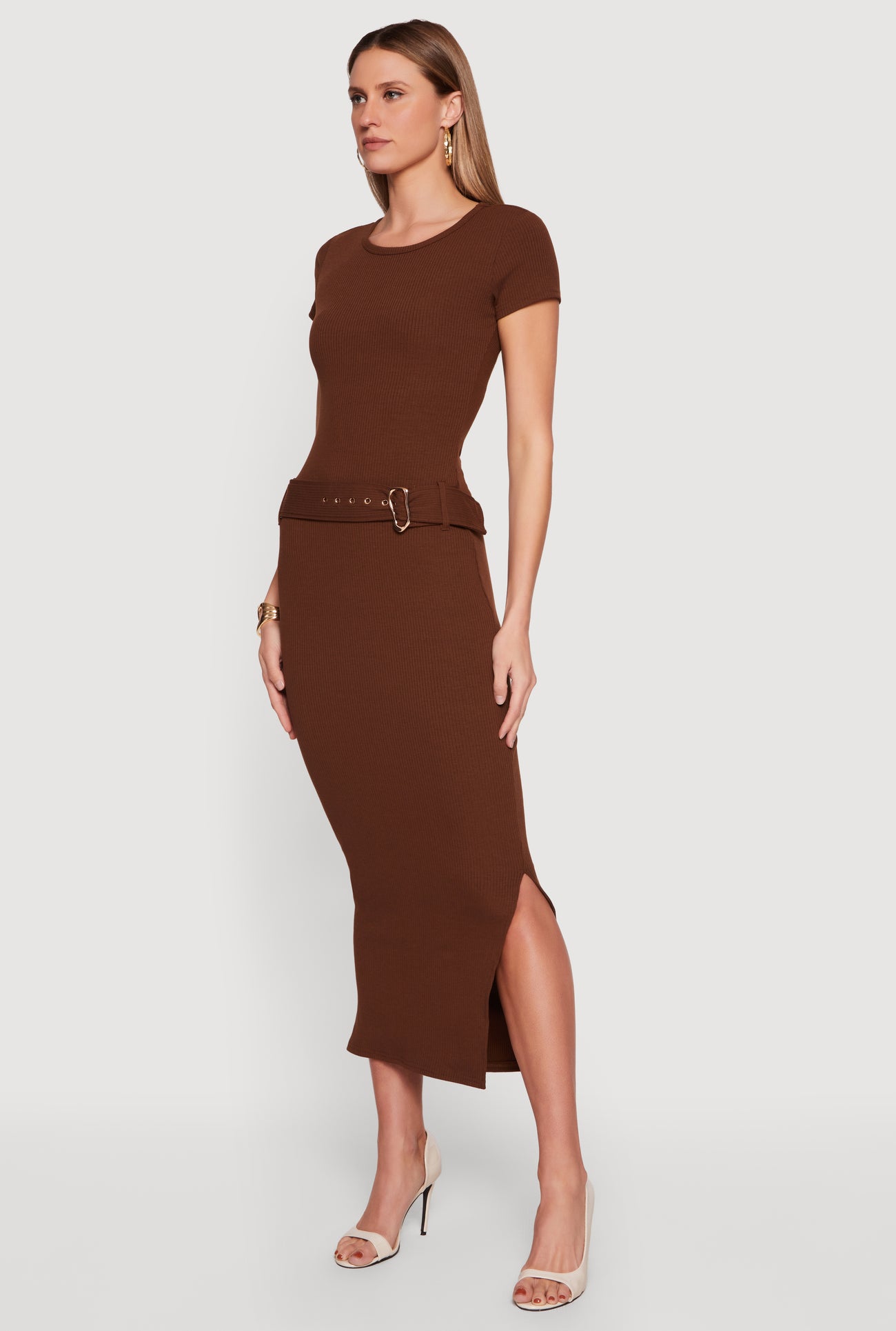 short sleeve ribbed maxi dress Plus Size Ribbed High Neck, Trina Maxi Dress in Orange, Size 3X,