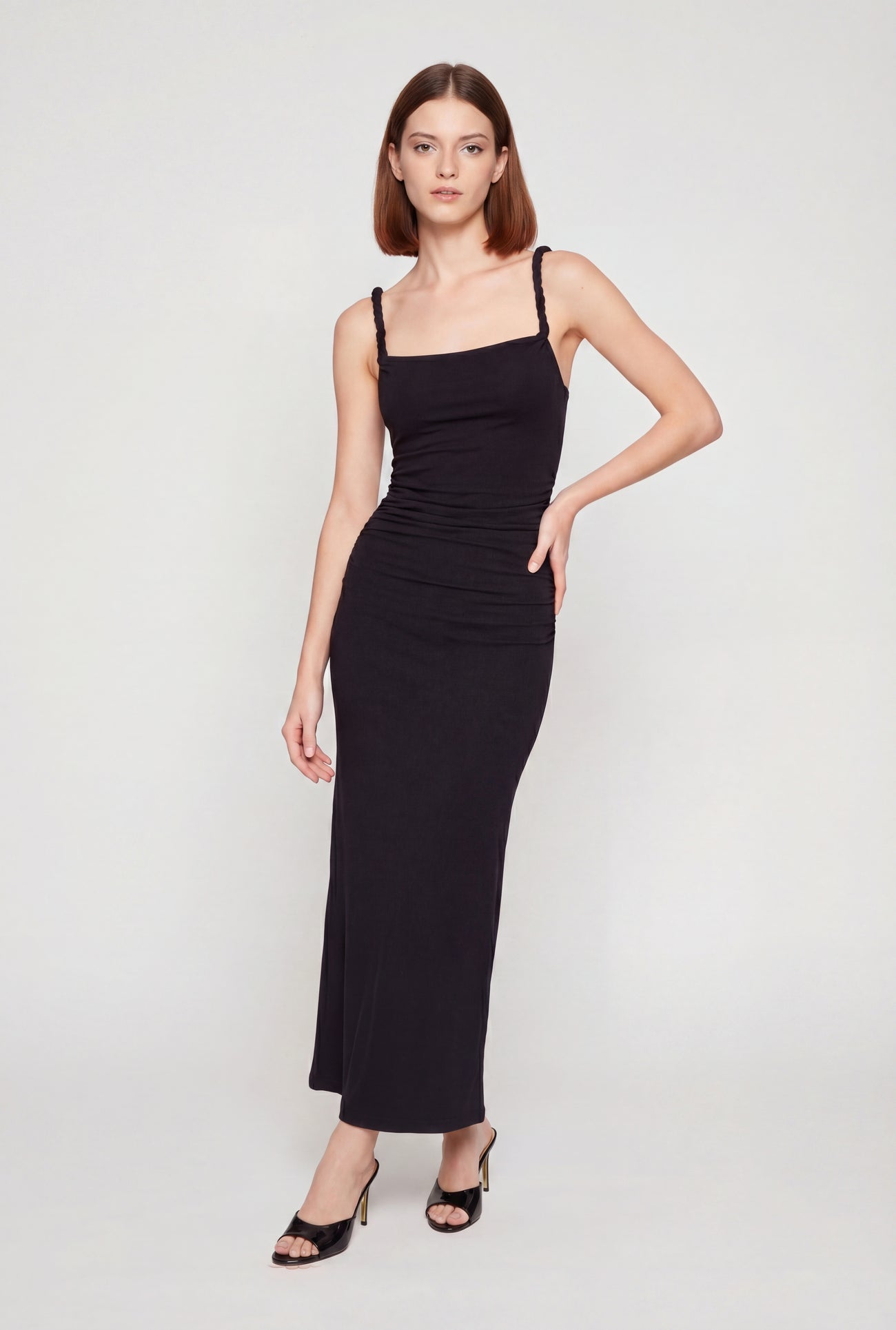 Twisted Strap Sleeveless Ruched Maxi Dress Twisted Strap Sleeveless Ruched Maxi Dress