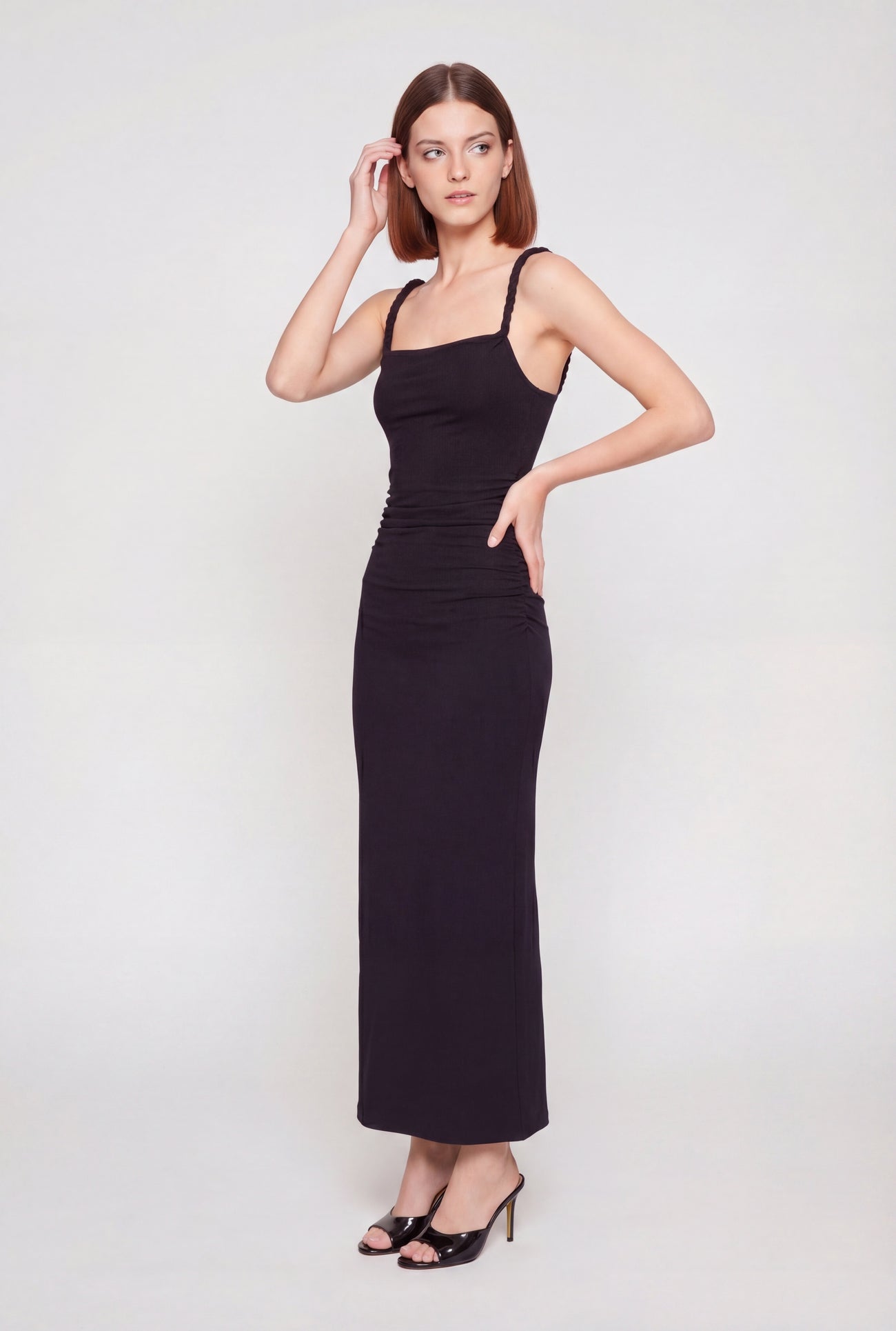 Twisted Strap Sleeveless Ruched Maxi Dress Twisted Strap Sleeveless Ruched Maxi Dress