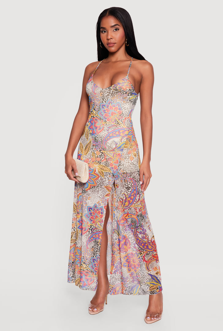 Mesh Side Slit Maxi Dress Mesh Side Slit Maxi Dress