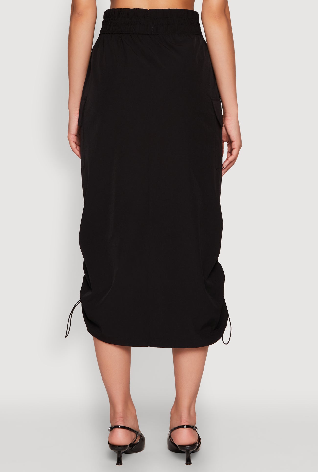 Toggle Drawstring Hem Midi Cargo Skirt