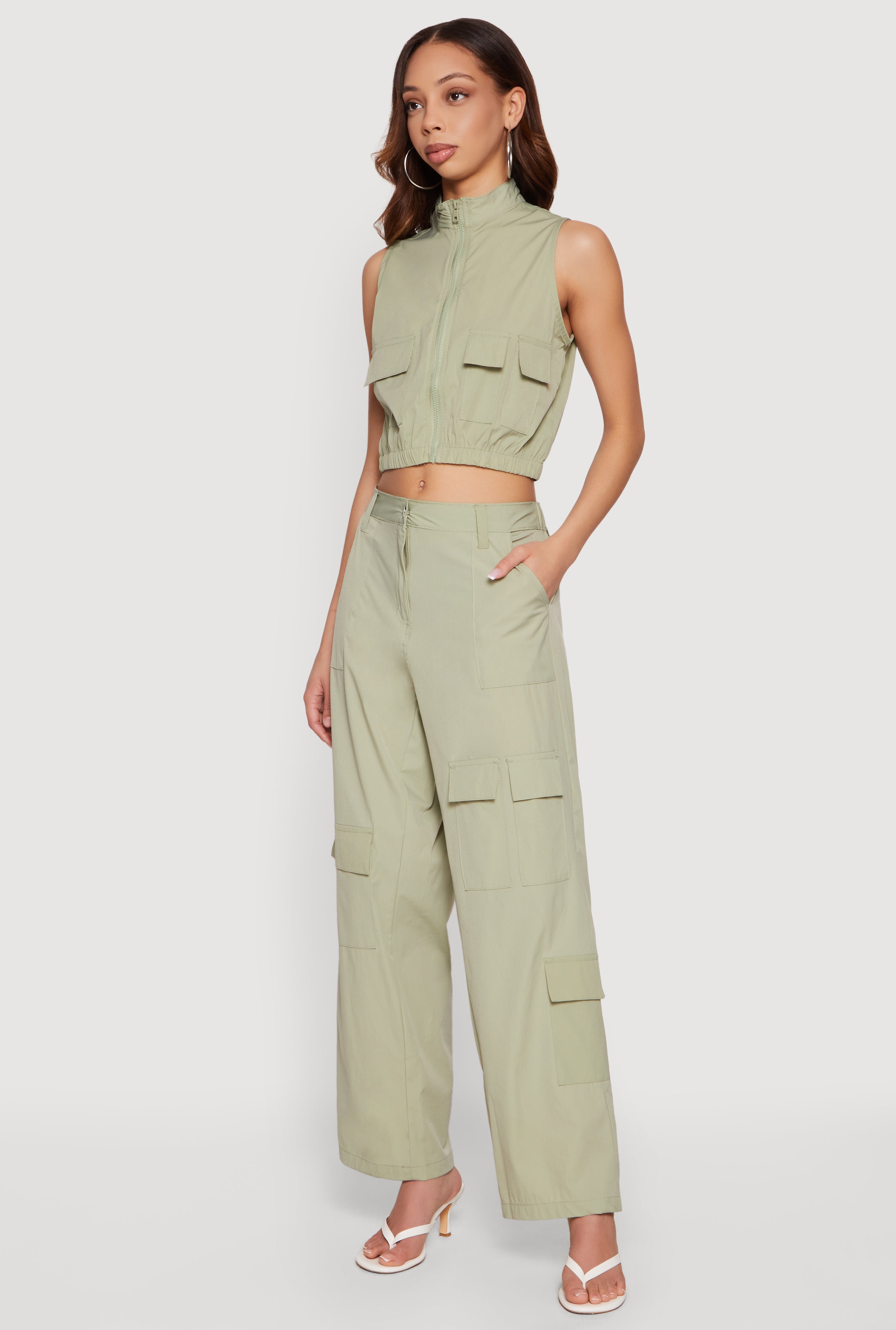Wide Leg Cargo Pocket Pants