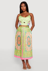Metallic Detail Patterned Bustier Top