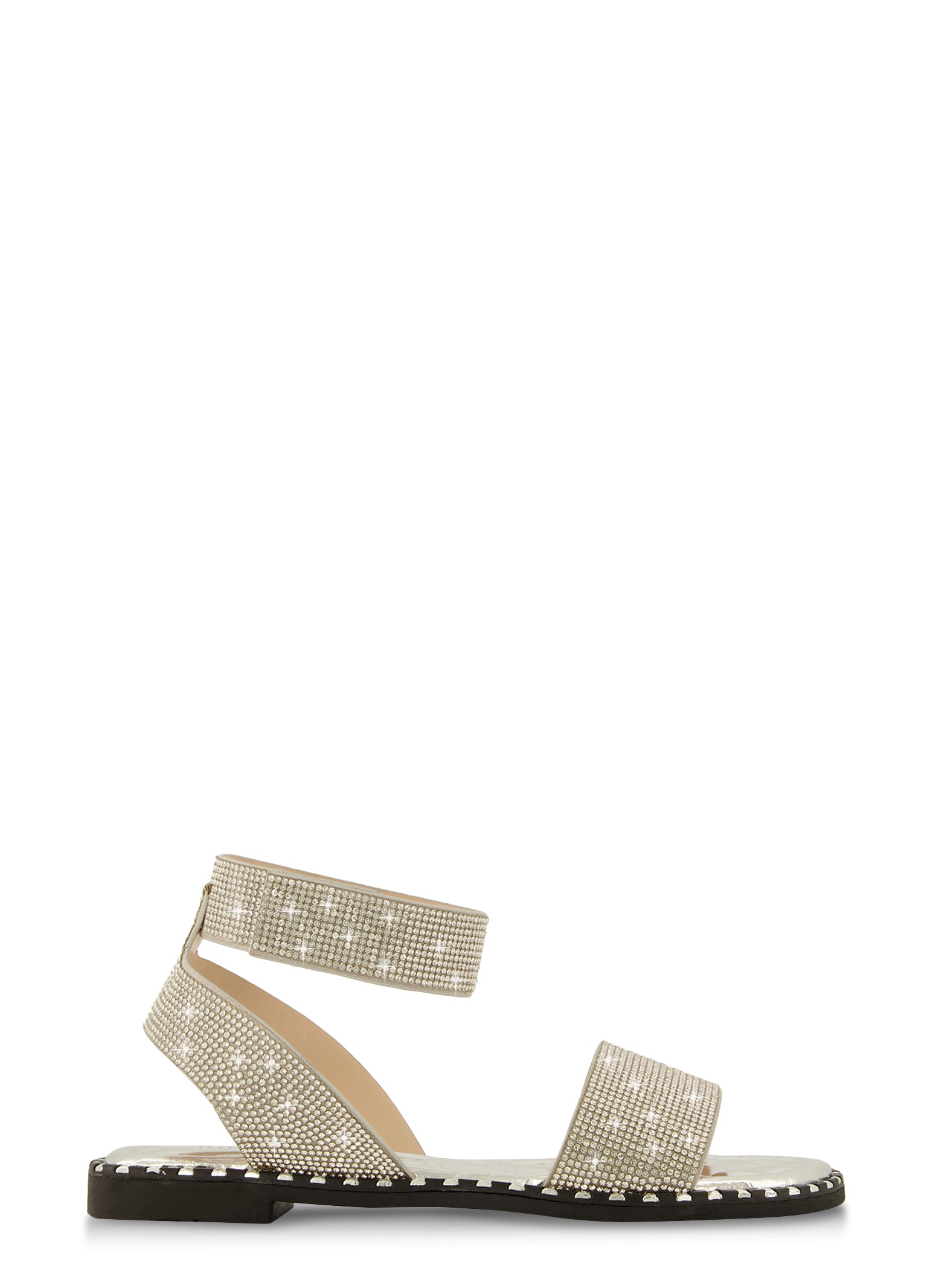 Rhinestone Studded Velcro Ankle Strap Sandals