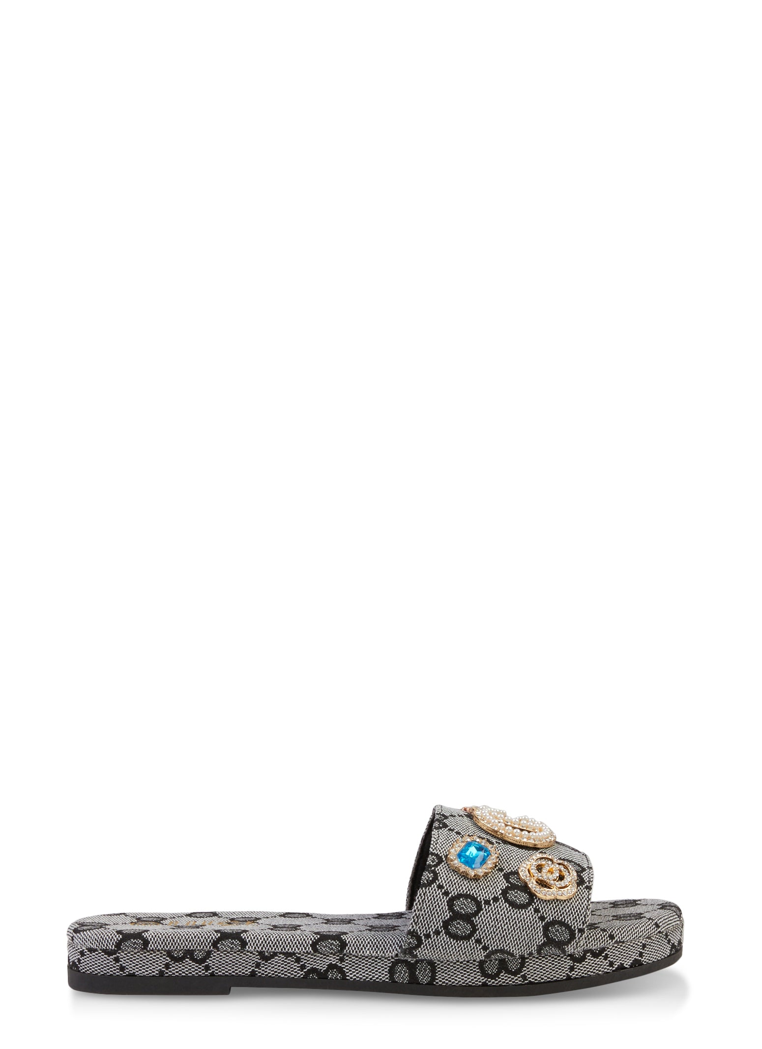 Pursuit imitation pearl embellished slide sandal clearance