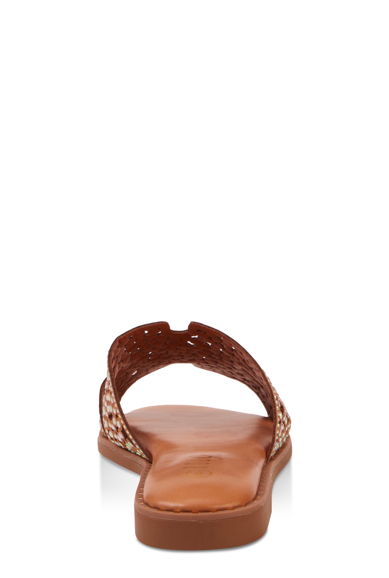 Rhinestone Studded Cut Out Band Slide Sandals