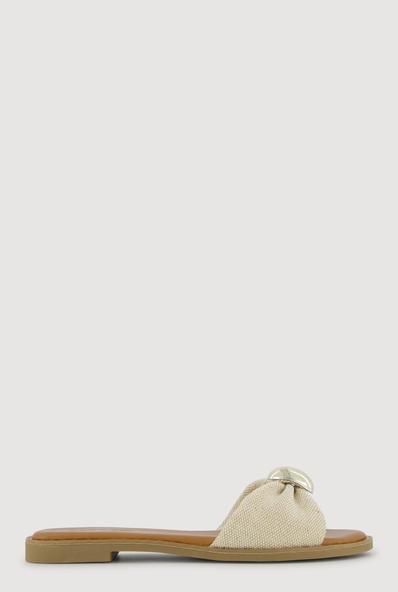 Bow Band Metallic Detail Slide Sandals