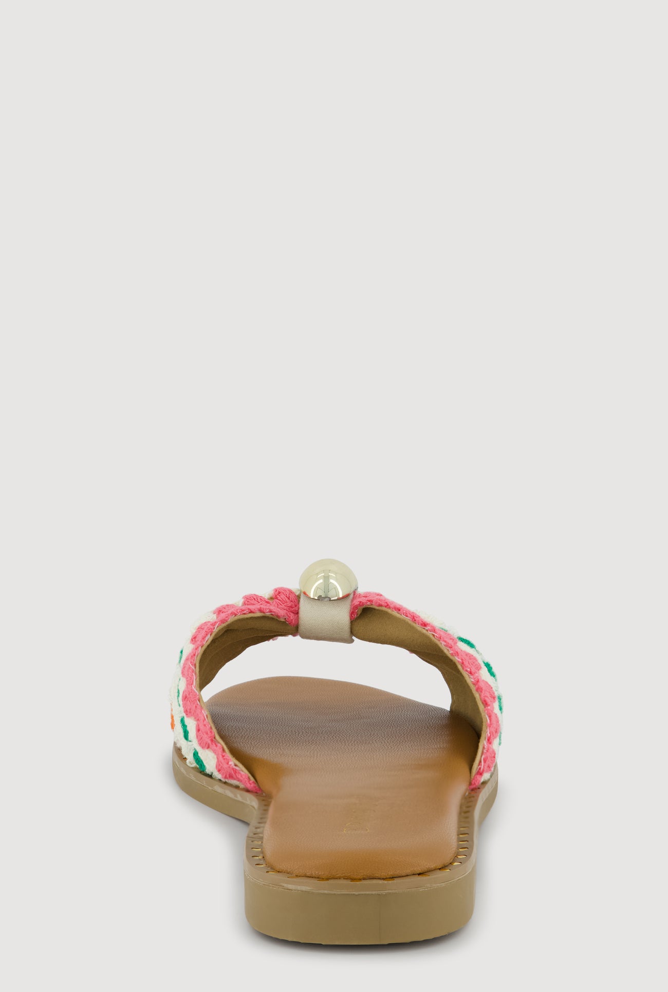 Bow Band Metallic Detail Slide Sandals