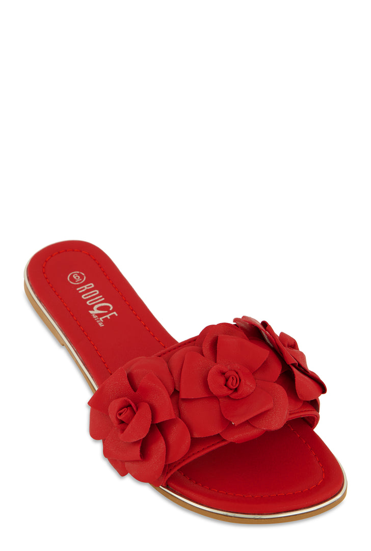 Amazon Red Bow Flip Flops Floral Band Slide Sandals