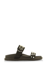 Studded Double Band Footbed Slide Sandals