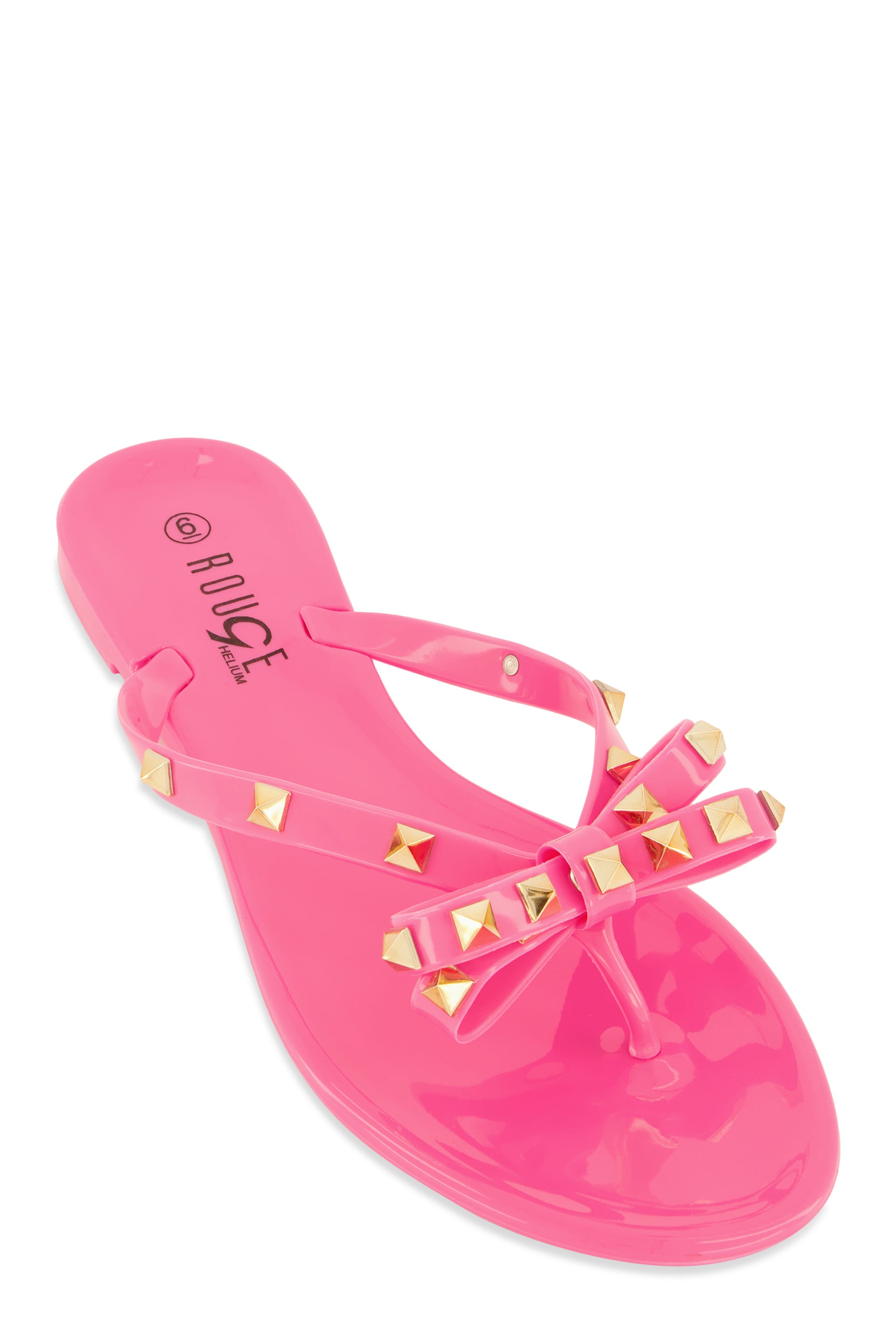 Bow Studded Jelly Thong Slide Sandals - Main Image