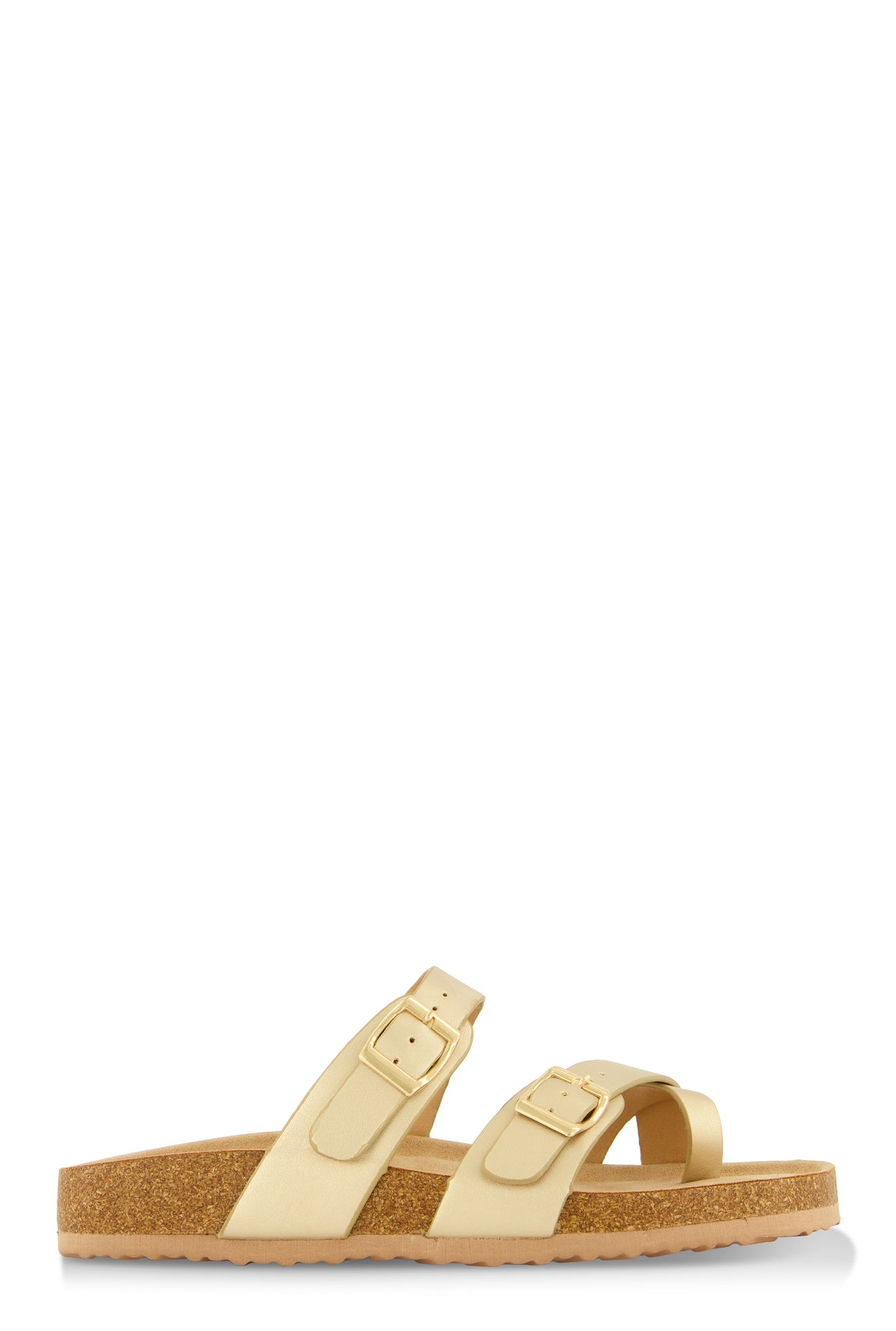 Double Buckle Toe Loop Footbed Sandals