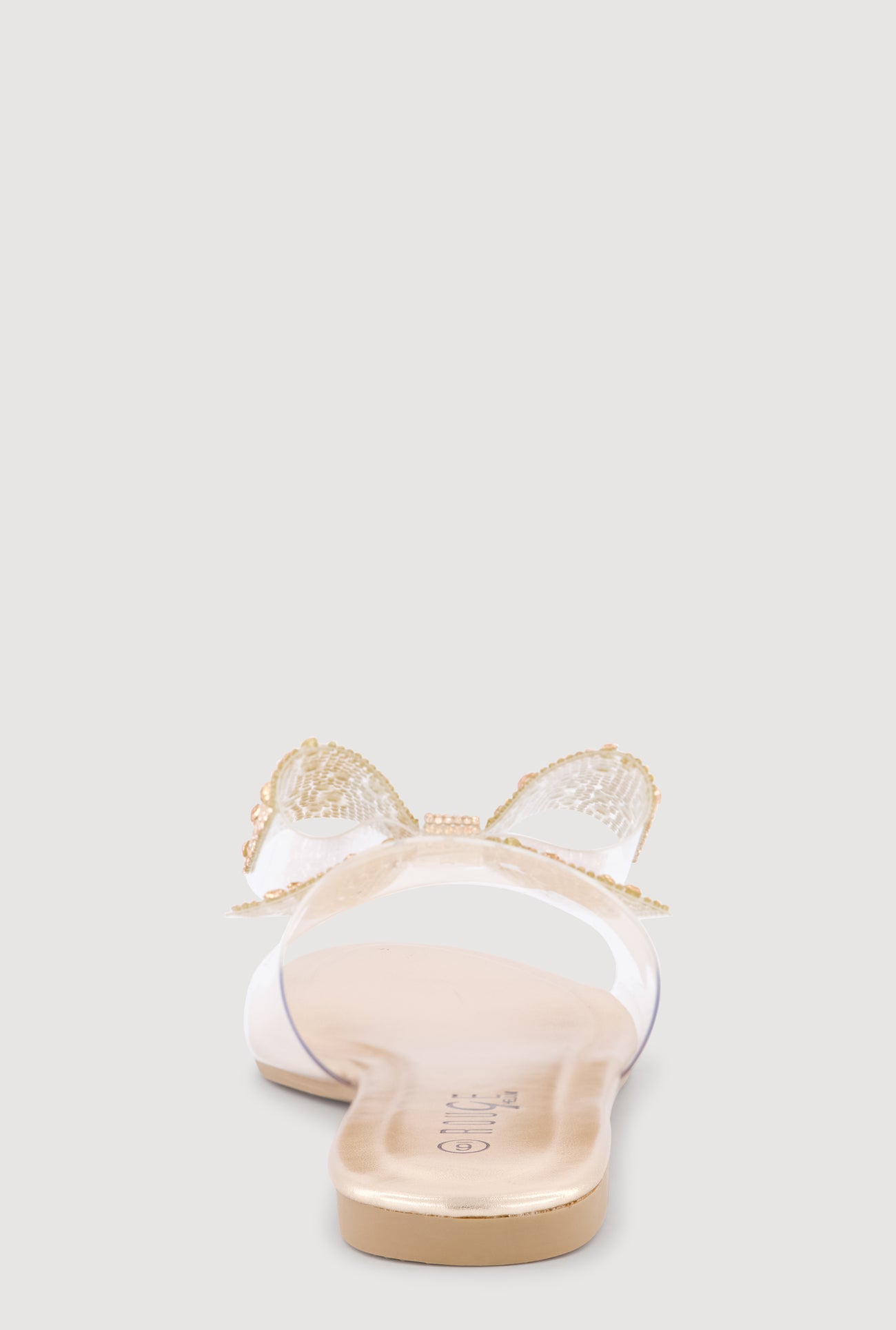 Rhinestone Bow Clear Band Slide Sandals