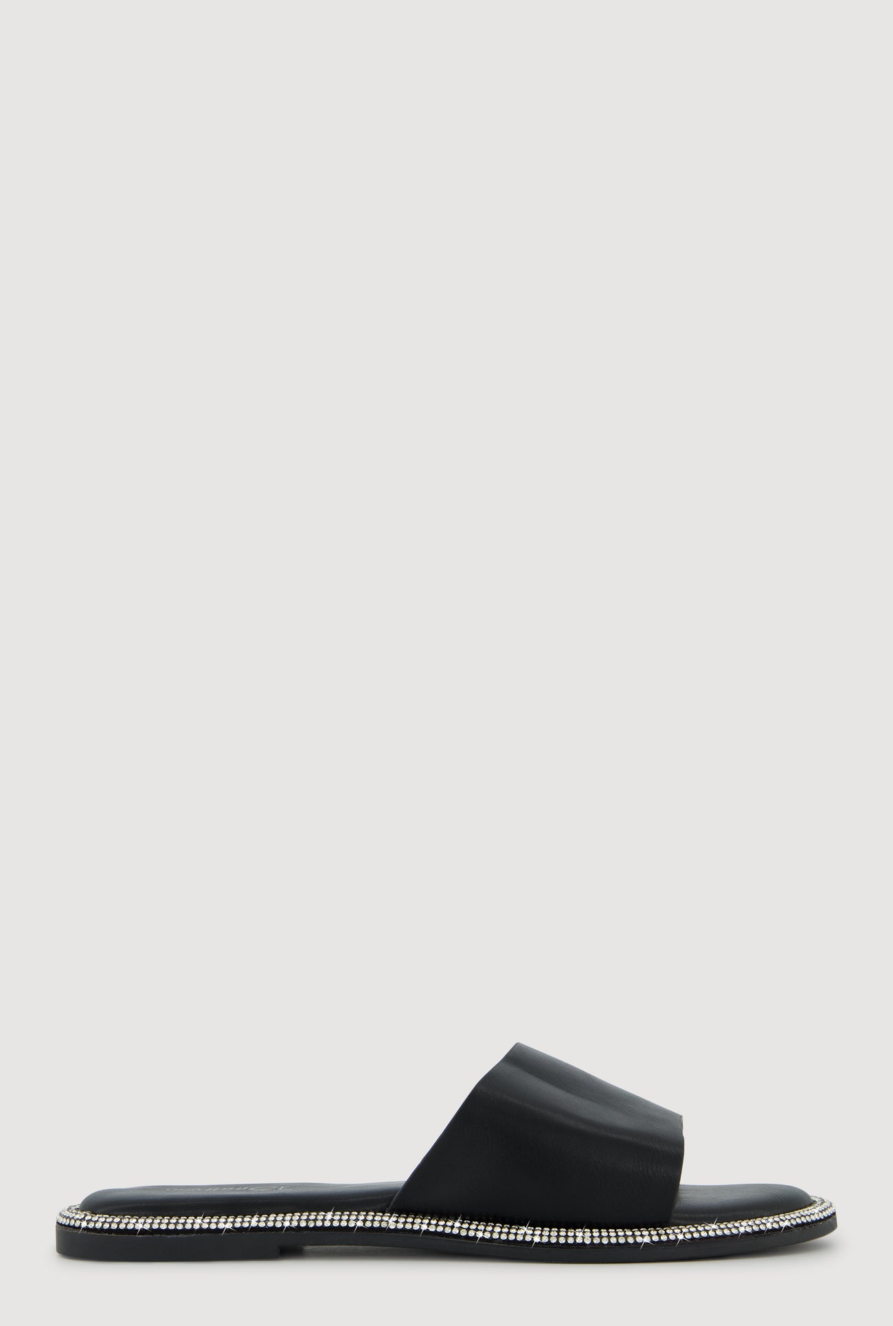 Rhinestone Trim Slide Open Toe Sandals