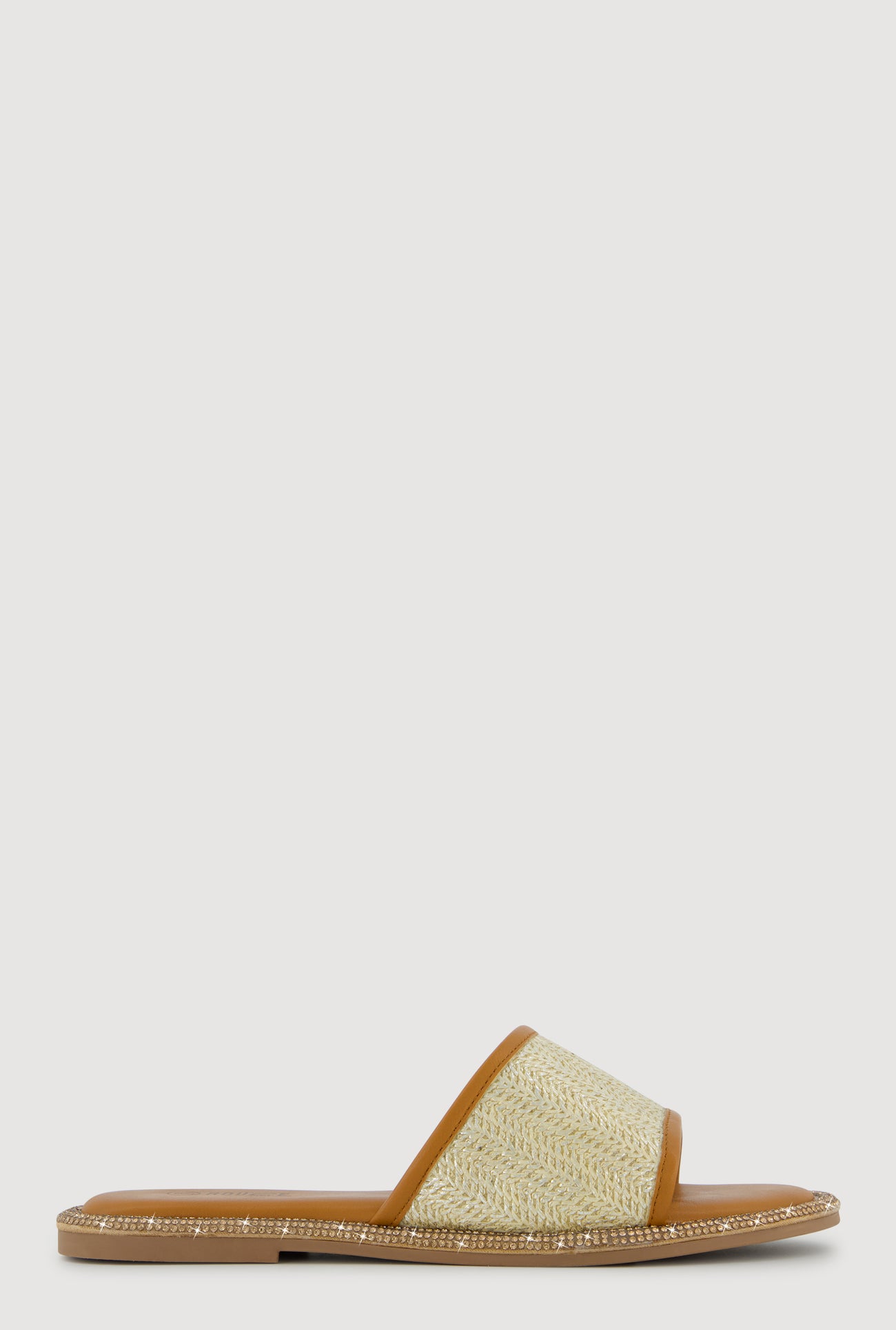 Rhinestone Trim Slide Open Toe Sandals