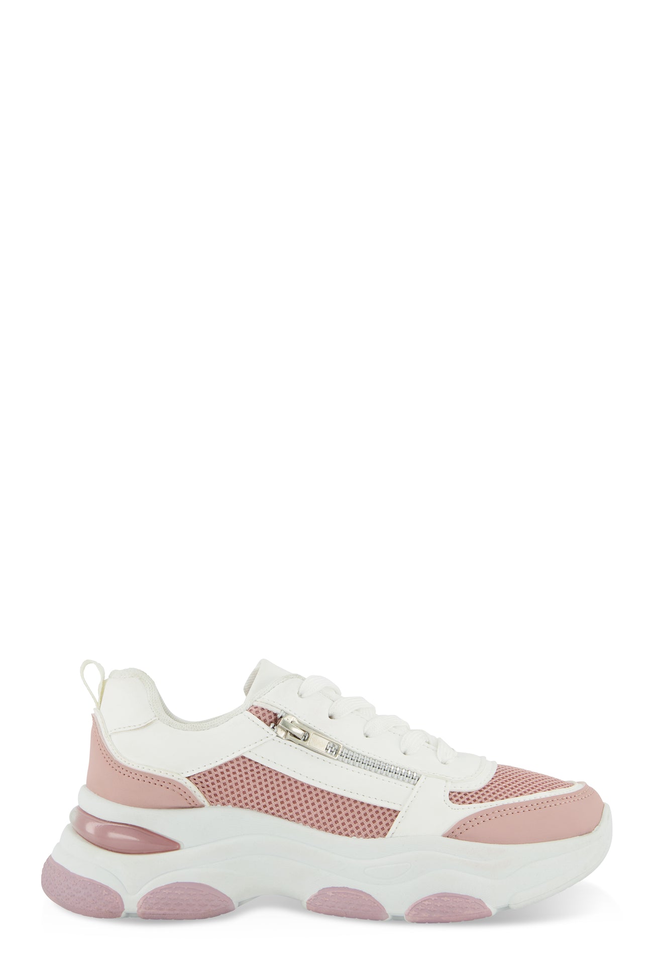 Zipper Detail Chunky Sole Lace Up Sneakers